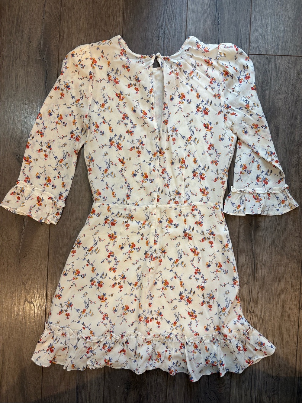 Reformation Cream Floral Minidress Size 4 - Picture 4 of 4